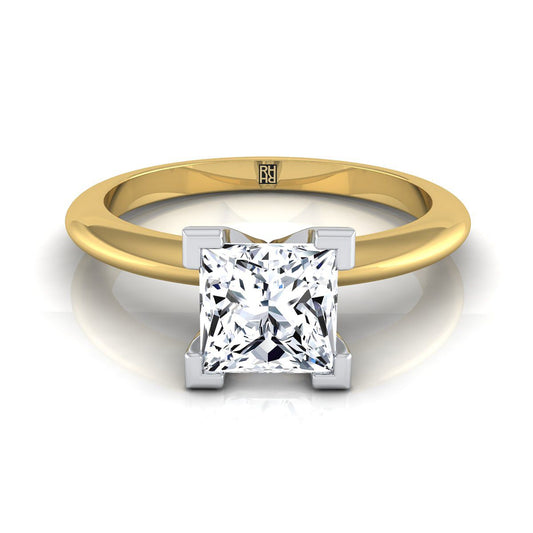 Classic Low Base Solitaire Princess, in 18K Yellow Gold, prong setting | RockHer