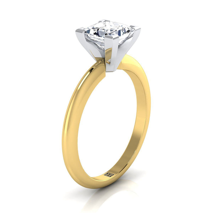18K Yellow Gold Princess Cut  Classic Low Base Solitaire Engagement Ring