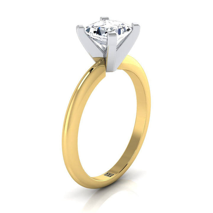 Classic Low Base Solitaire Princess, in 18K Yellow Gold, prong setting – side profile | RockHer