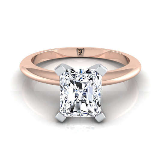 Classic Low Base Solitaire Radiant, in 14K Rose Gold, prong setting | RockHer
