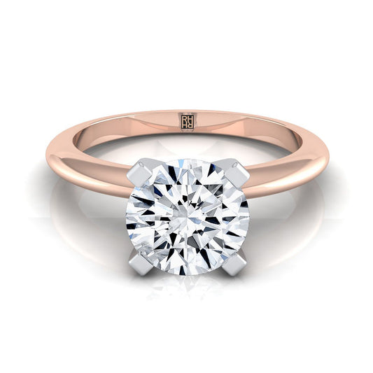 Round Brilliant, Classic Low Base Solitaire, in 14K Rose Gold, prong setting | RockHer
