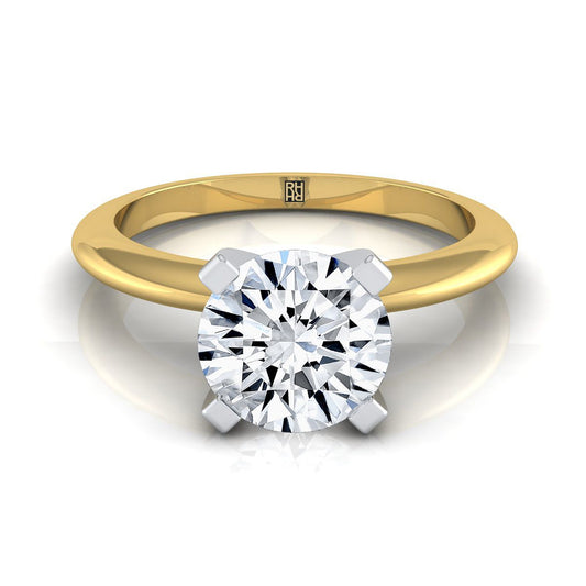Round Brilliant, Classic Low Base Solitaire, in 18K Yellow Gold, prong setting | RockHer
