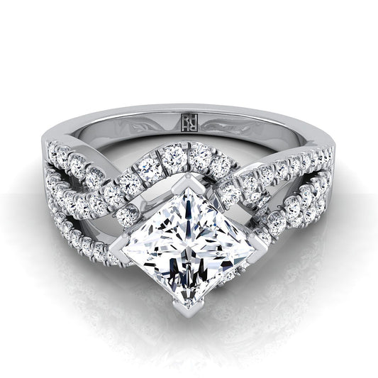 Princess, Bypass Twist Pavé Swirl, in Platinum | RockHer