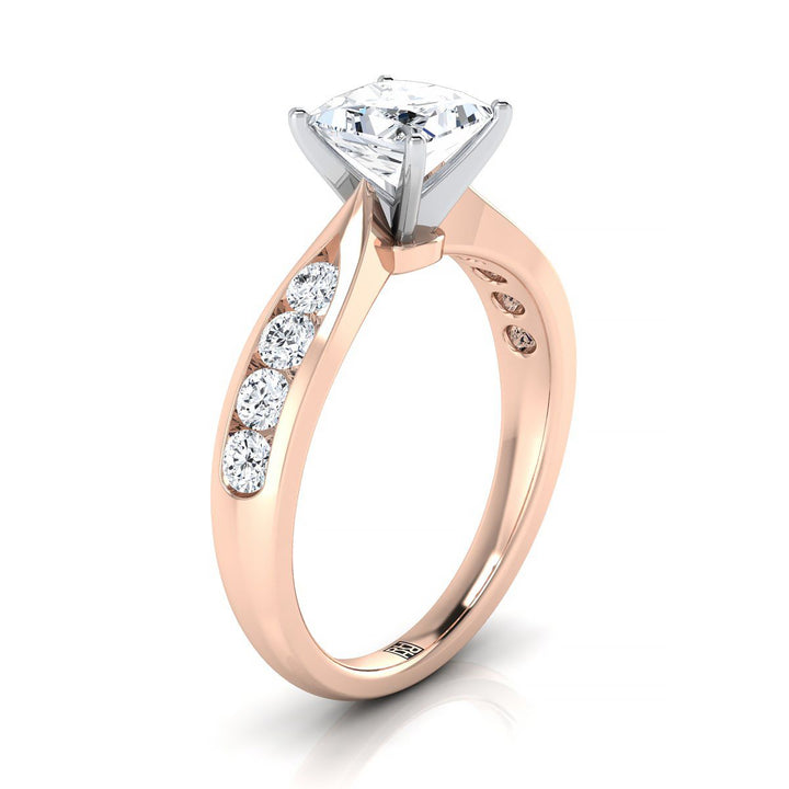 Pinched Channel Side Stone Princess, in 14K Rose Gold – side profile | RockHer