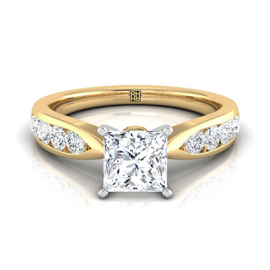 Pinched Channel Side Stone Princess, in 18K Yellow Gold | RockHer