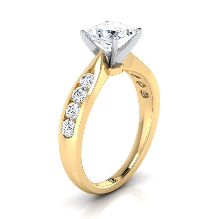 Pinched Channel Side Stone Princess, in 18K Yellow Gold – side profile | RockHer
