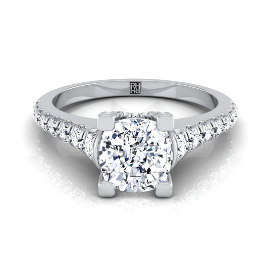 Graduated Linear Pavé Cushion, in 18K White Gold | RockHer