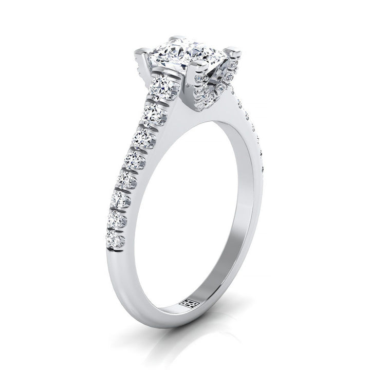 Graduated Linear Pavé Cushion, in 18K White Gold – side profile | RockHer
