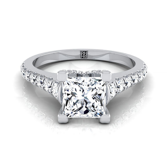 Graduated Linear Pavé Princess, in 18K White Gold | RockHer