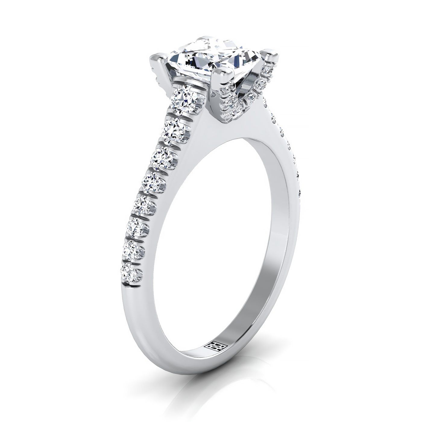 Graduated Linear Pavé Princess, in 18K White Gold – side profile | RockHer