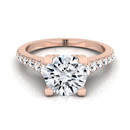 ตัวเรือนแหวนหมั้นเพชร Mimi ทรงกลม ฝังหนาม ทองคำชมพู 14K จาก RockHer