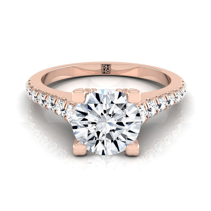 ตัวเรือนแหวนหมั้นเพชร Mimi ทรงกลม ฝังหนาม ทองคำชมพู 14K จาก RockHer