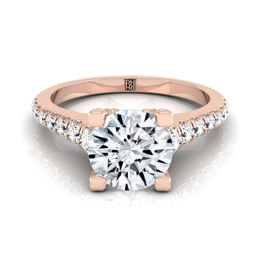 Round Brilliant, Graduated Linear Pavé, in 14K Rose Gold, prong setting | RockHer