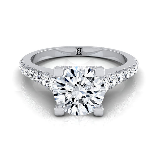 Round Brilliant, Graduated Linear Pavé, in 18K White Gold | RockHer