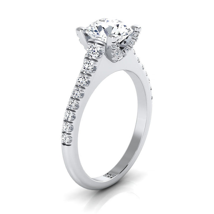Round Brilliant, Graduated Linear Pavé, in 18K White Gold – side profile | RockHer