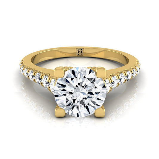 Round Brilliant, Graduated Linear Pavé, in 18K Yellow Gold | RockHer
