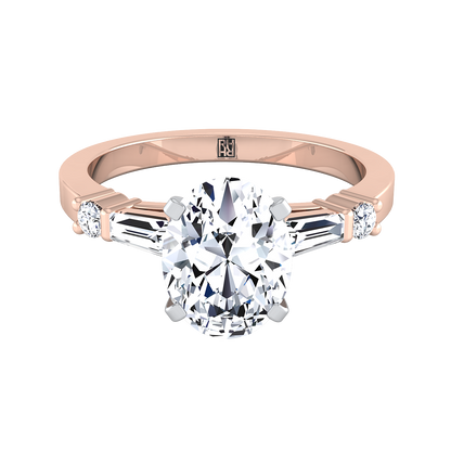 ตัวเรือนแหวนหมั้นเพชร Diana ทรงบาแกตต์เรียว ฝังหนาม ทองคำชมพู 14K จาก RockHer