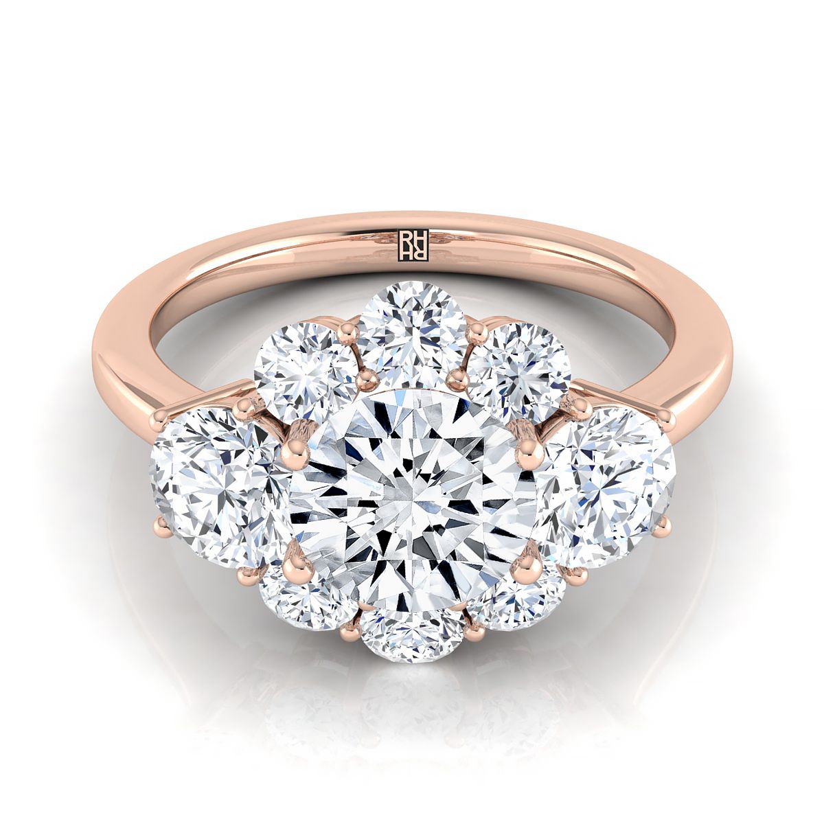 ตัวเรือนแหวนหมั้นเพชร Pamina ทรงกลม ทองคำชมพู 14K จาก RockHer