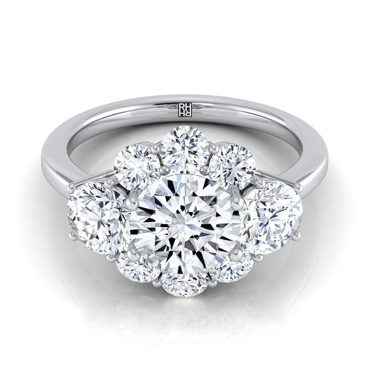 Round Brilliant, Modern Blossom Cluster, in 18K White Gold – view 8 | RockHer