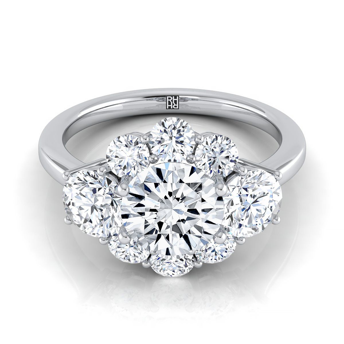 Round Brilliant, Modern Blossom Cluster, in Platinum – view 8 | RockHer