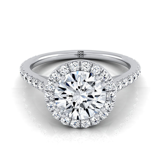 Round Brilliant, East West Horizontal Halo, in Platinum | RockHer