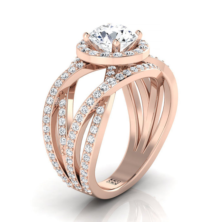 Round Brilliant, Open Intertwined Pavé Row, in 14K Rose Gold, prong setting – view 9 | RockHer
