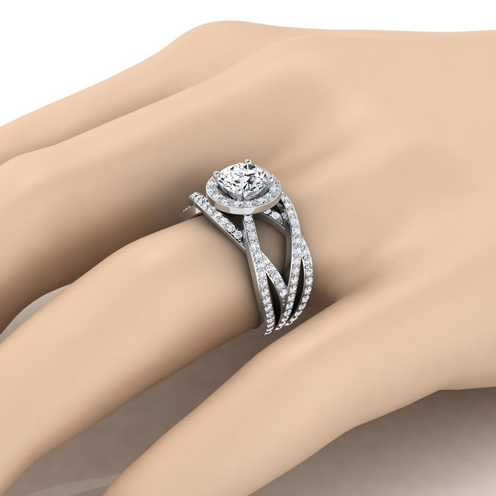 Round Brilliant, Open Intertwined Pavé Row, in Platinum – view 10 | RockHer