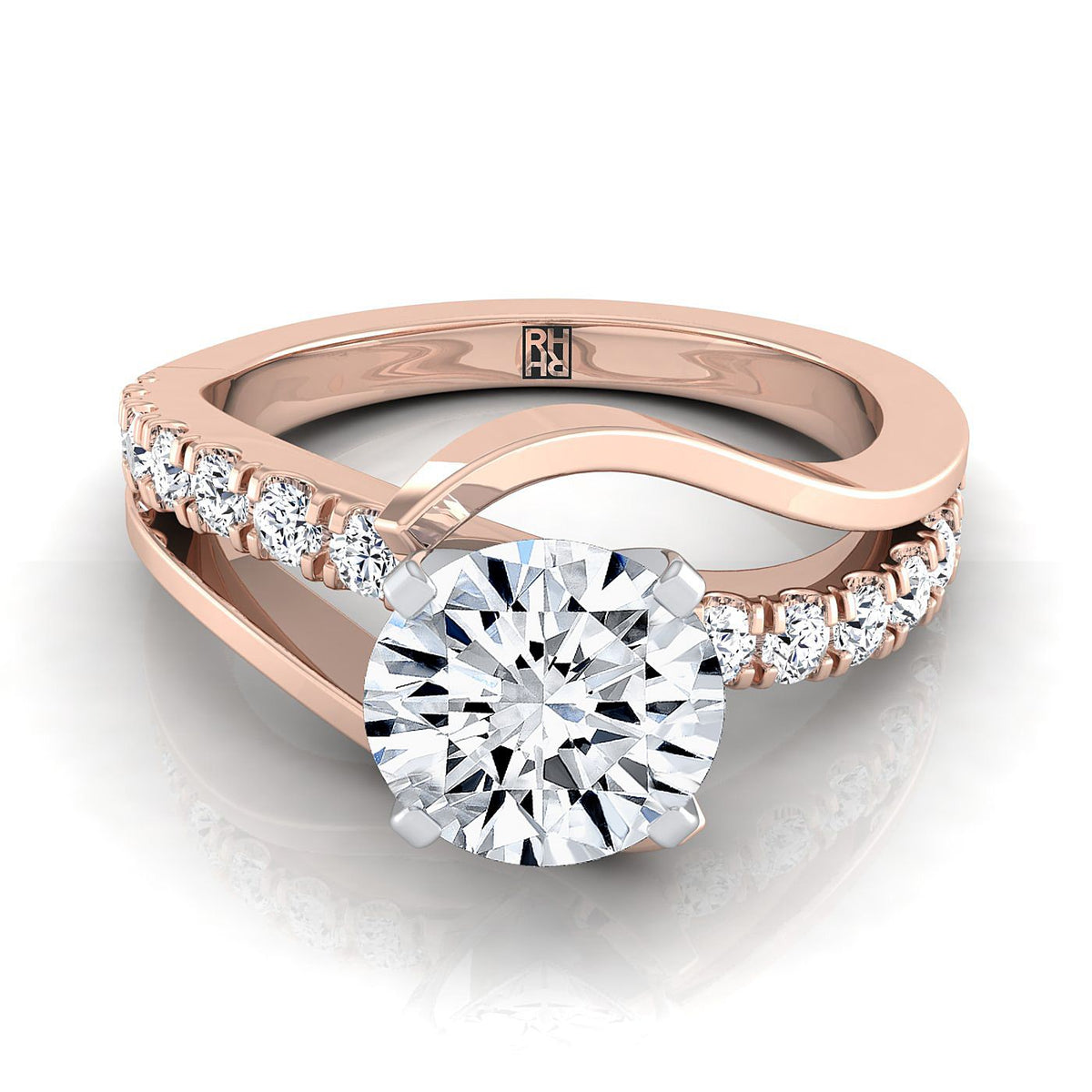 ตัวเรือนแหวนหมั้นเพชร Tatyana ทรงกลม ฝังหนาม ทองคำชมพู 14K จาก RockHer