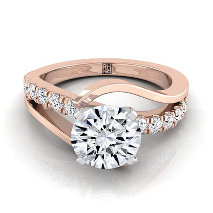 ตัวเรือนแหวนหมั้นเพชร Tatyana ทรงกลม ฝังหนาม ทองคำชมพู 14K จาก RockHer