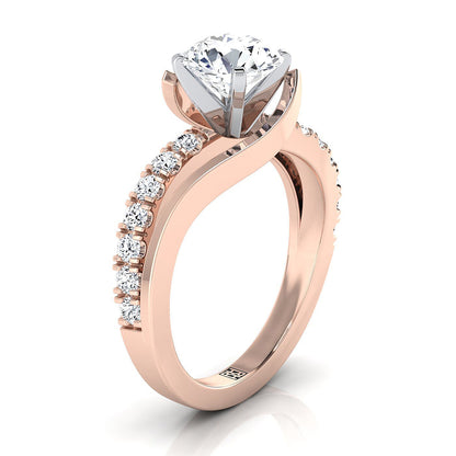 ตัวเรือนแหวนหมั้นเพชร Tatyana ทรงกลม ฝังหนาม ทองคำชมพู 14K จาก RockHer