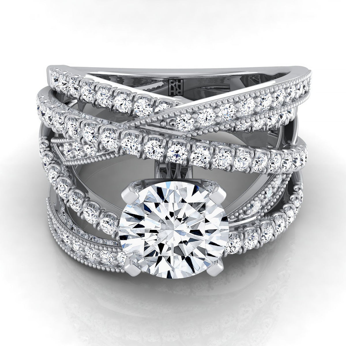ตัวเรือนแหวนหมั้นเพชร Violetta ทรงกลม ทองคำขาว 18K จาก RockHer