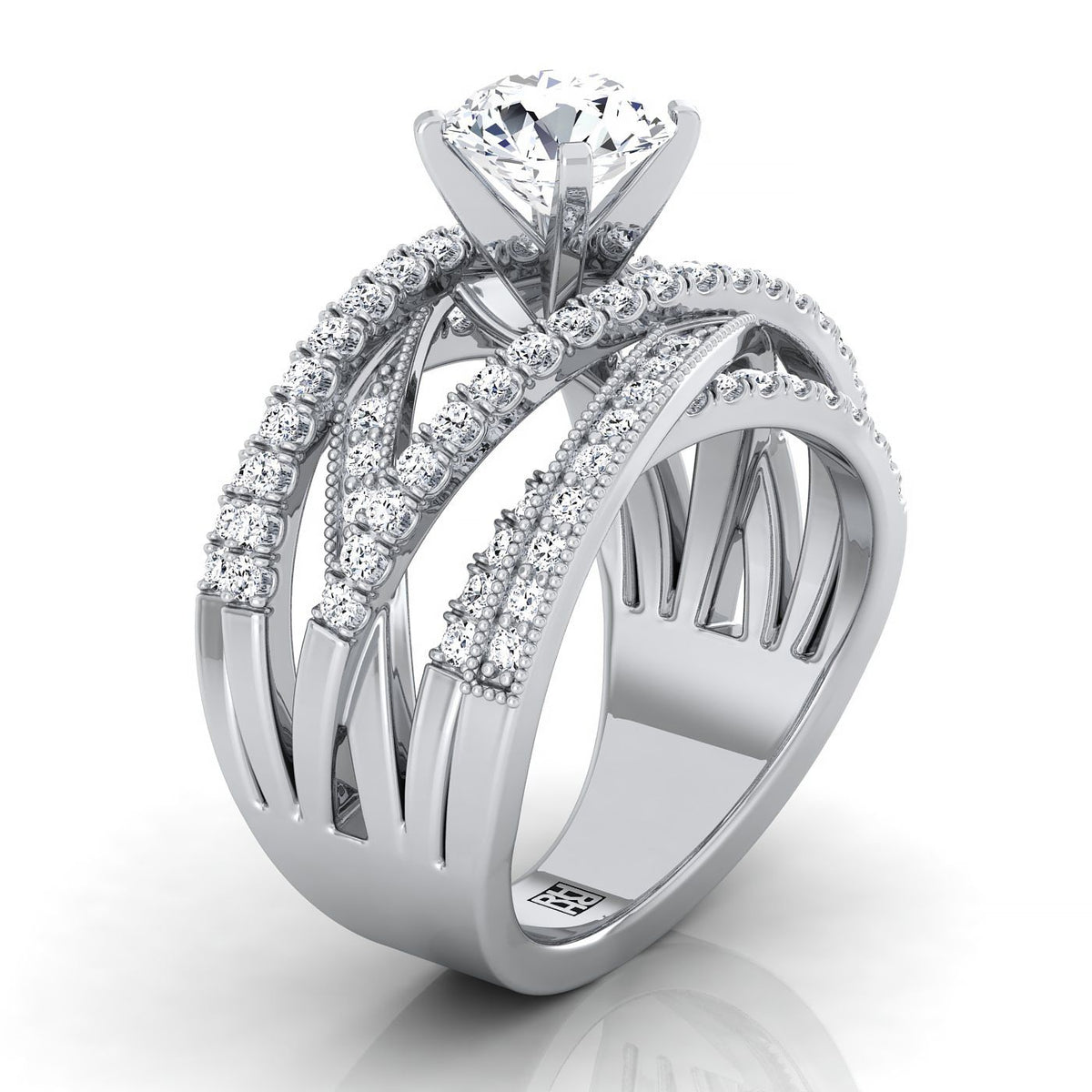 ตัวเรือนแหวนหมั้นเพชร Violetta ทรงกลม ทองคำขาว 18K จาก RockHer