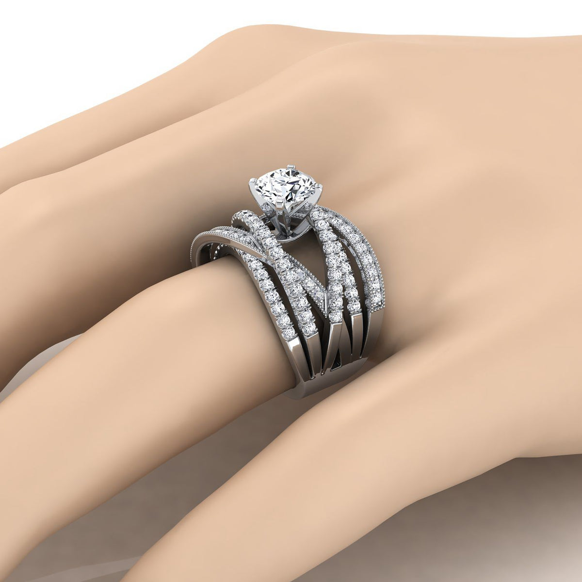 ตัวเรือนแหวนหมั้นเพชร Violetta ทรงกลม ทองคำขาว 18K จาก RockHer