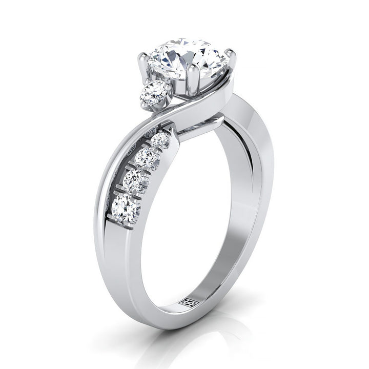 Round Brilliant, Twisted Three Stone, in 18K White Gold – view 9 | RockHer