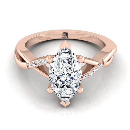 Criss Cross Bypass Twist Marquise, in 14K Rose Gold, prong setting | RockHer