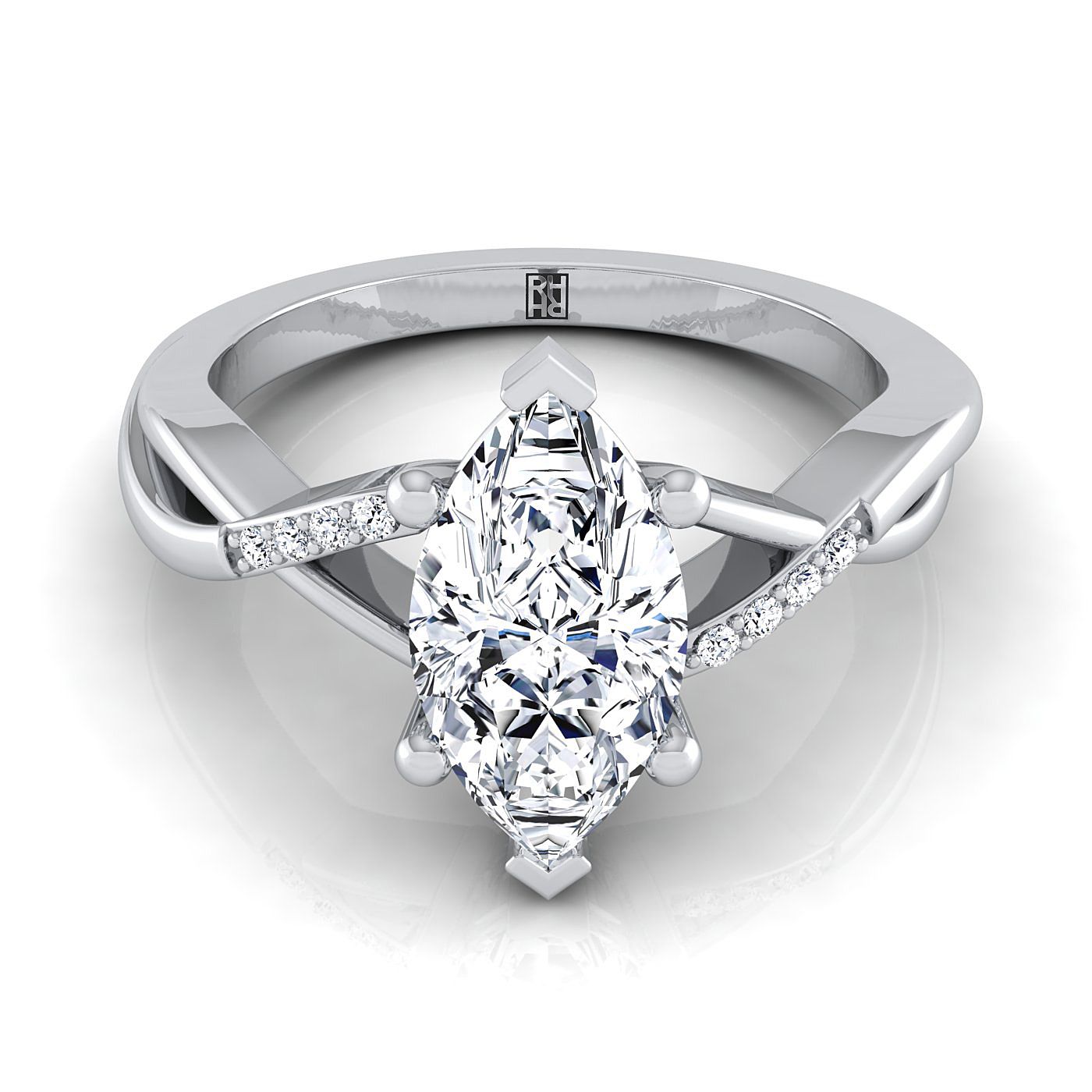 Criss Cross Bypass Twist Marquise, in 18K White Gold | RockHer