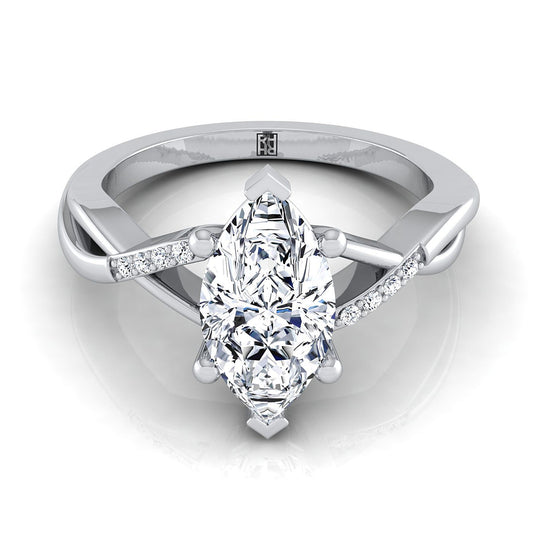 Criss Cross Bypass Twist Marquise, in 18K White Gold | RockHer