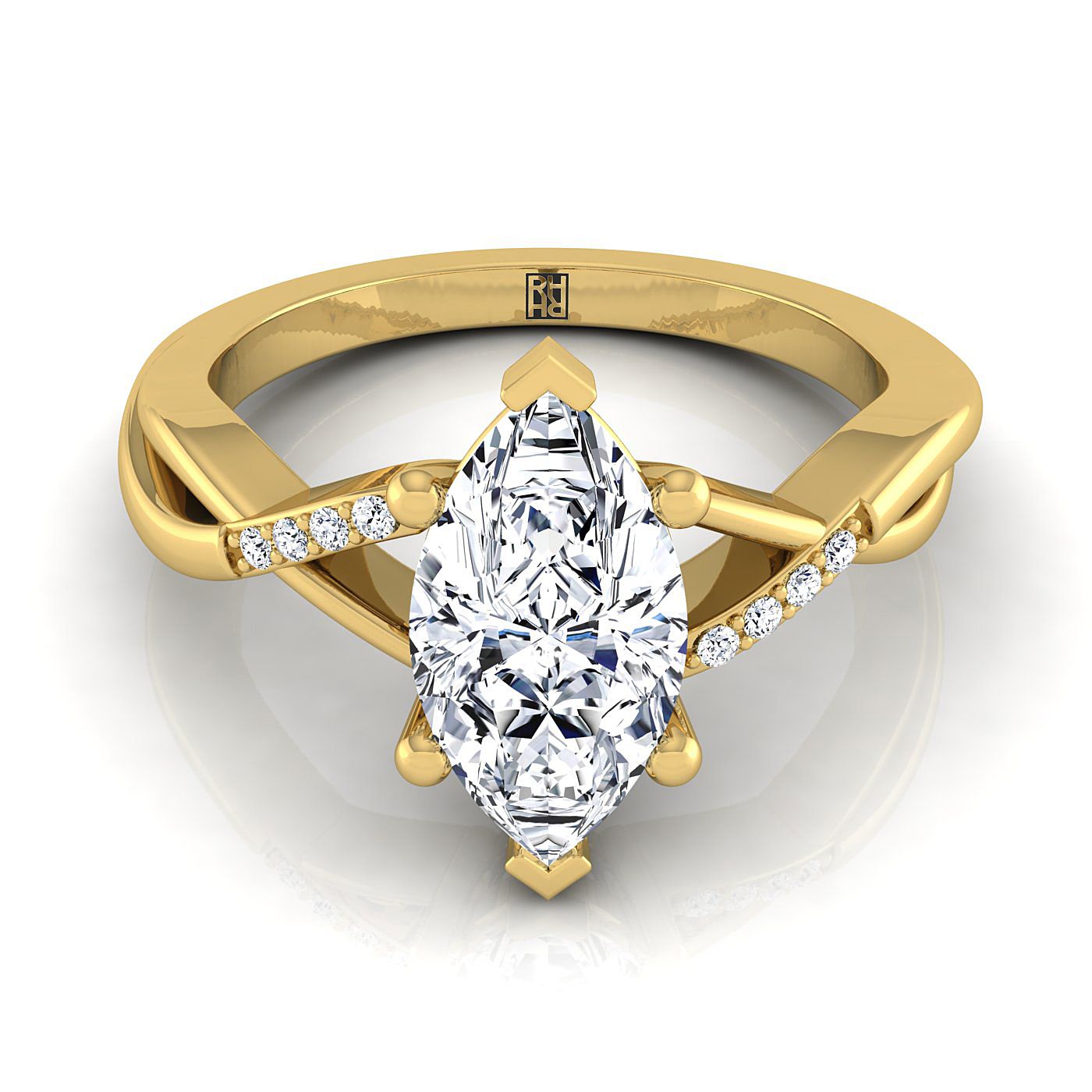 Criss Cross Bypass Twist Marquise, in 18K Yellow Gold – view 8 | RockHer