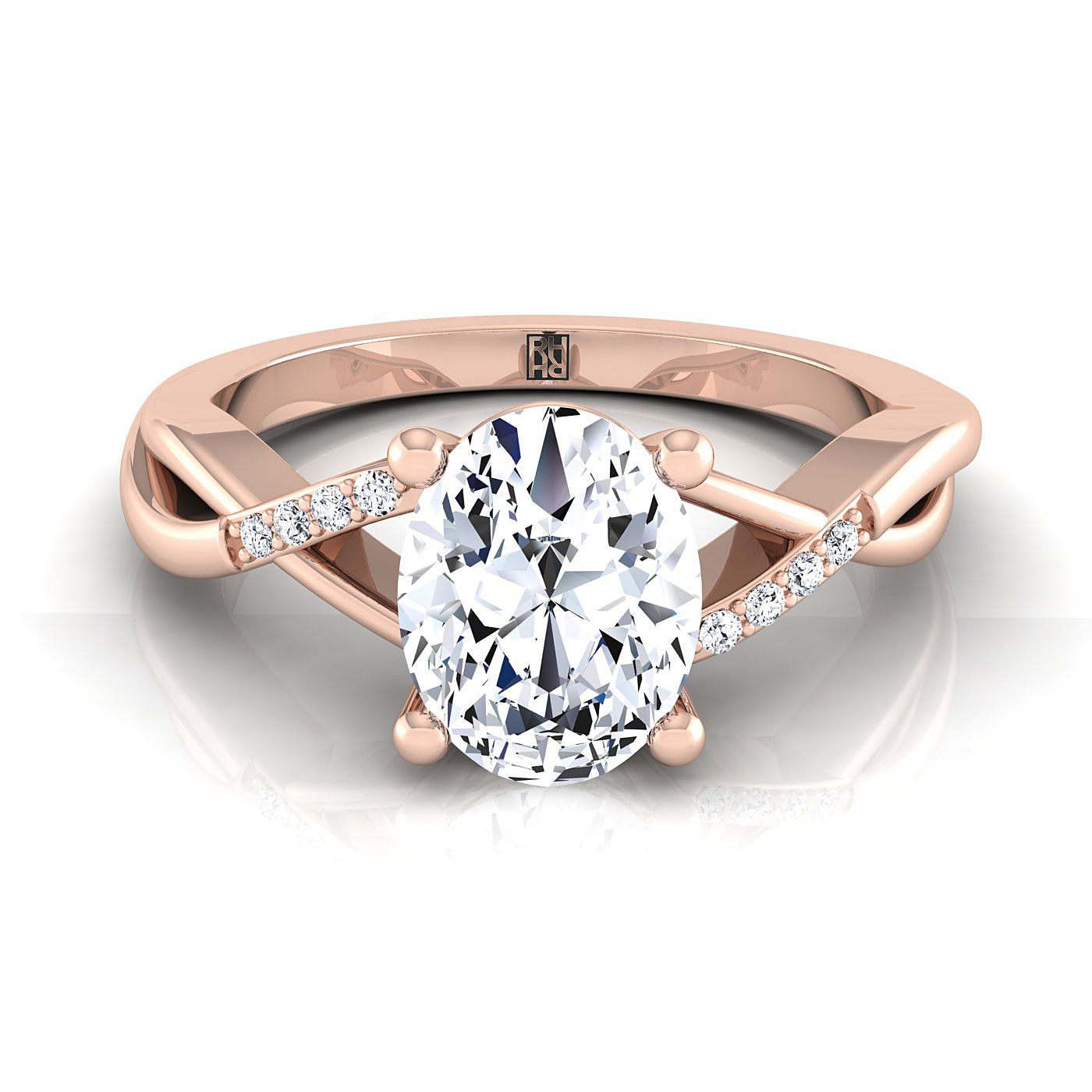 Criss Cross Bypass Twist Oval, in 14K Rose Gold, prong setting | RockHer