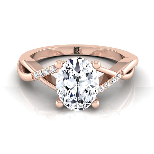 Criss Cross Bypass Twist Oval, in 14K Rose Gold, prong setting | RockHer