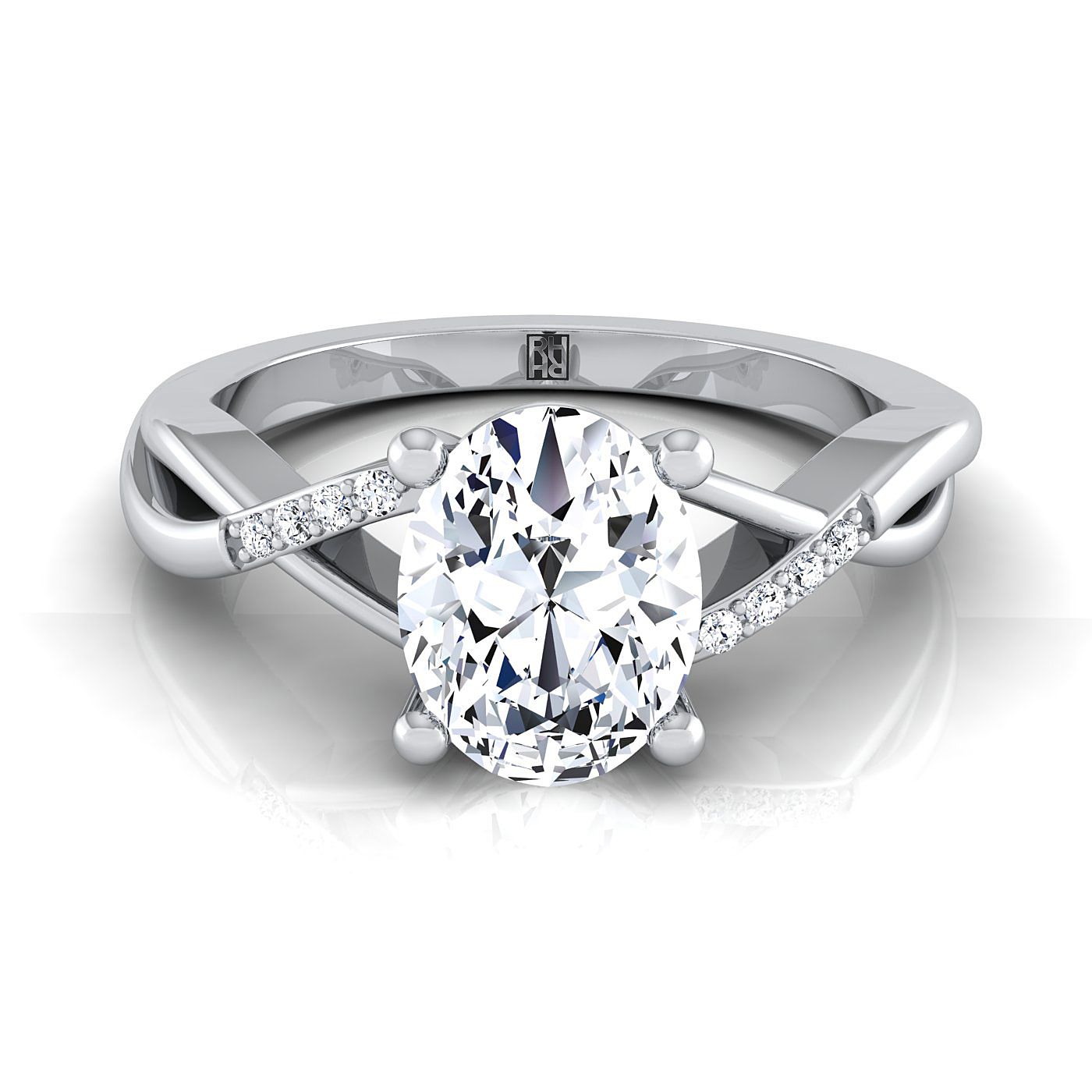Criss Cross Bypass Twist Oval, in 18K White Gold | RockHer