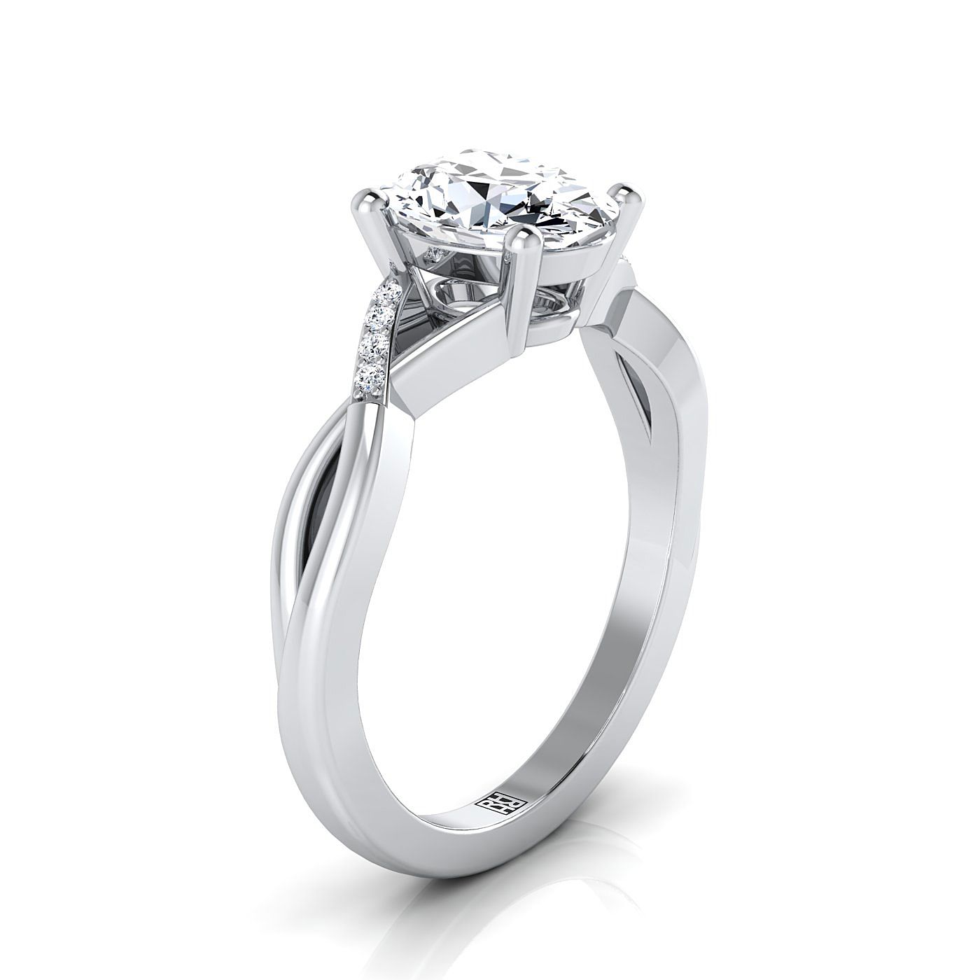 Criss Cross Bypass Twist Oval, in 18K White Gold – side profile | RockHer