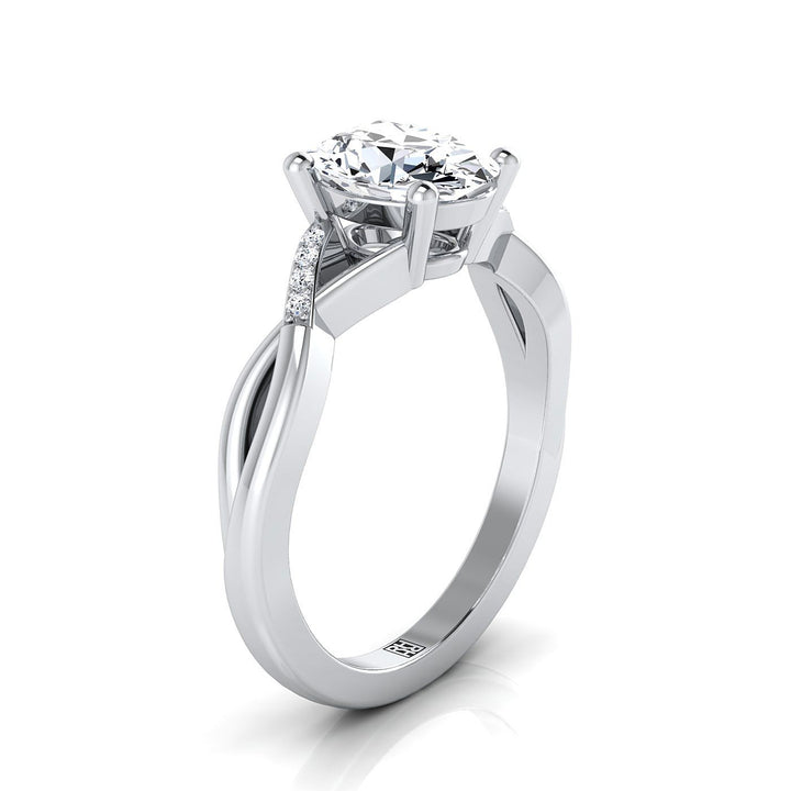 Criss Cross Bypass Twist Oval, in 18K White Gold – side profile | RockHer