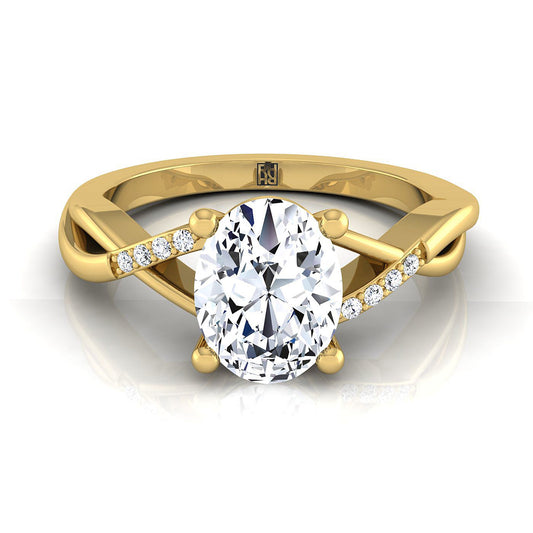 Criss Cross Bypass Twist Oval, in 18K Yellow Gold | RockHer