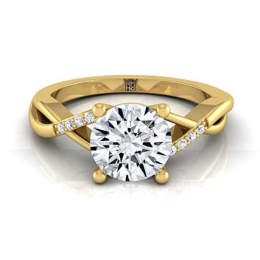 Round Brilliant, Criss Cross Bypass Twist, in 18K Yellow Gold | RockHer