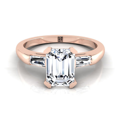 ตัวเรือนแหวนหมั้นเพชร Caroline ทรงมรกต ฝังหนาม ทองคำชมพู 14K จาก RockHer