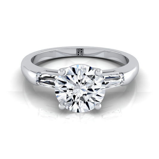 Round Brilliant, Tapered Baguette Three Stone Round, in Platinum | RockHer