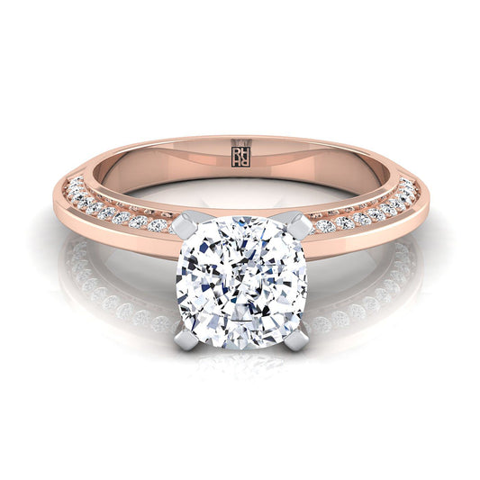 Knife Edge Micro-Pavé Cushion, in 14K Rose Gold, pave setting | RockHer
