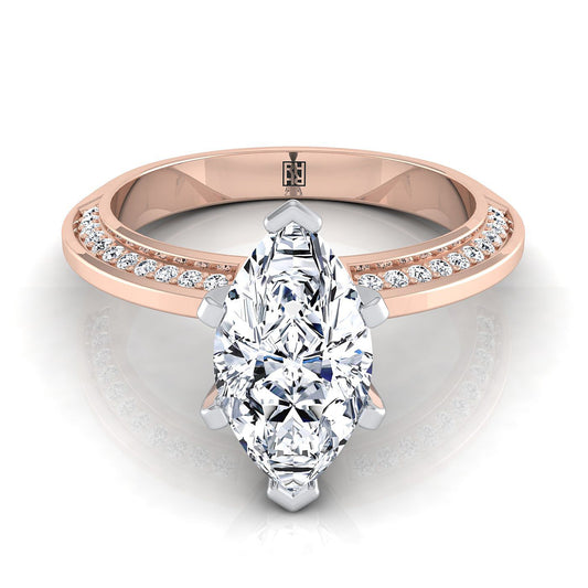 Knife Edge Micro-Pavé Marquise, in 14K Rose Gold, pave setting | RockHer