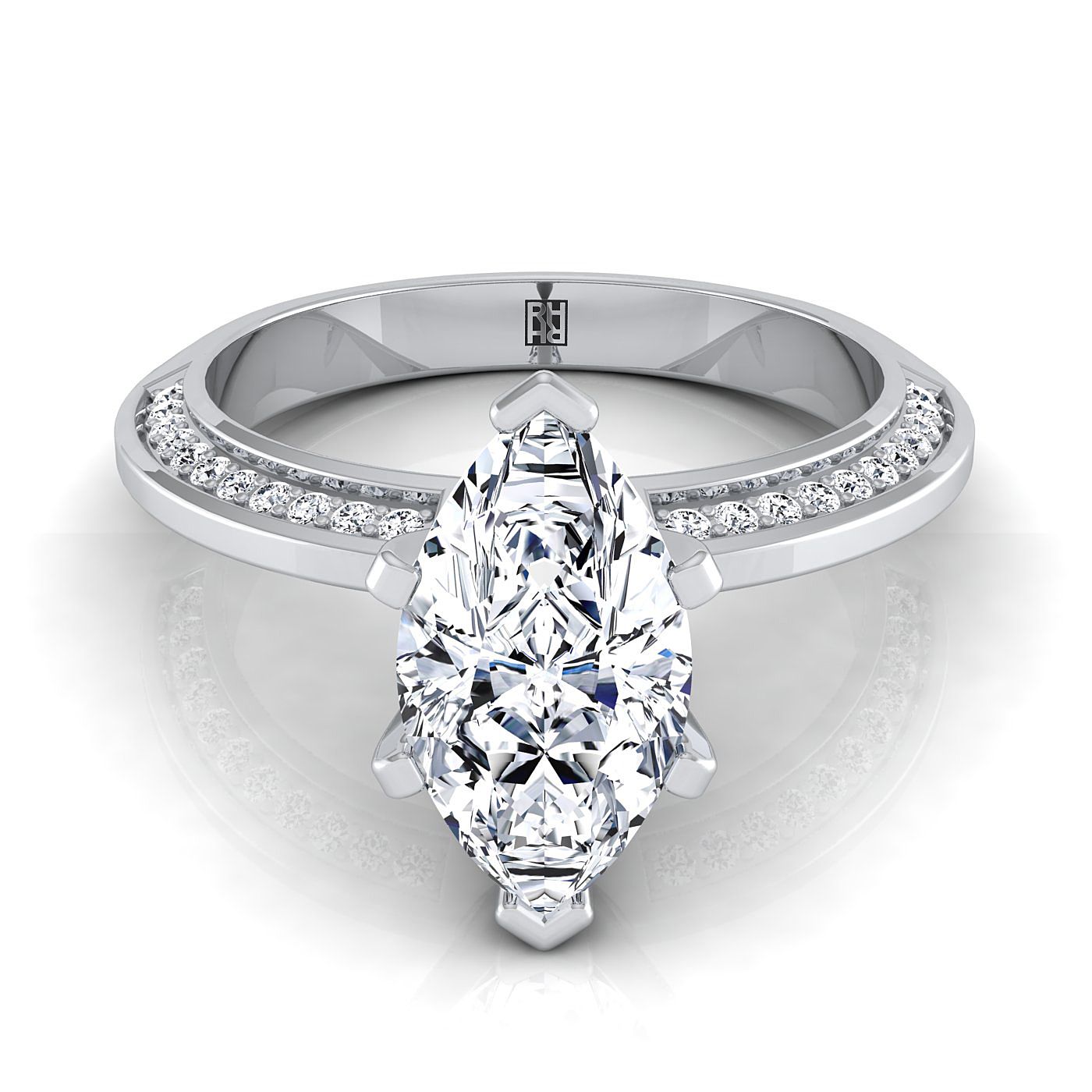 Knife Edge Micro-Pavé Marquise, in 18K White Gold | RockHer